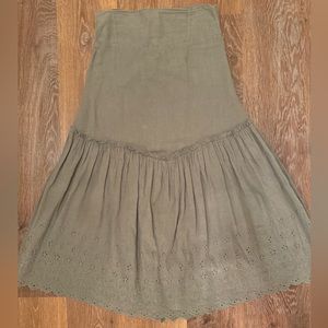 Free People olive midi skirt
